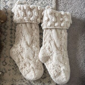 Hearth & Hand Cream Cable Knit Stockings